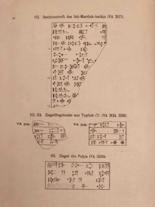 Vorderasiatische Schriftdenkmäler der königlichen Museen zu Berlin. Heft 1 (1907) to Heft 16 (1917), including the complete edition of the Amarna Tontafeln by Otto Schroeder in Hefte XI/1, XI/2 and XII. 16 fascicles.