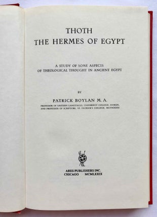 Thoth, the Hermes of Egypt: A Study of Some Aspects of Theological Thought in Ancient Egypt[newline]M7220-02.jpg
