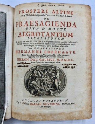 De Praesagienda Vita et Morte Aegrotantium. Libri septem. In quibus ars tota hippocratica praedicendi in aegrotis varios morborum eventus cum ex veterum Medicorum dogmatis, tum ex longa accurataq. observatione, nova methodo elucescit (translation: The Presages of Life and Death in Diseases in Seven Books, in which the Whole Hippocratic Method of Predicting the Various Terminations and Events of Diseases is Illustrated)