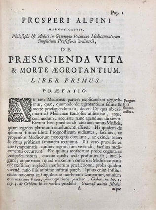 De Praesagienda Vita et Morte Aegrotantium. Libri septem. In quibus ars tota hippocratica praedicendi in aegrotis varios morborum eventus cum ex veterum Medicorum dogmatis, tum ex longa accurataq. observatione, nova methodo elucescit (translation: The Presages of Life and Death in Diseases in Seven Books, in which the Whole Hippocratic Method of Predicting the Various Terminations and Events of Diseases is Illustrated)