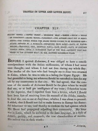 Travels in Upper and Lower Egypt: undertaken by order of the old government of France; by C. S. Sonnini, engineer in the French navy, and member of several scientific and literary societies. Followed by: Report of the Commission of Arts to the First Consul Bonaparte on the Antiquities of Upper Egypt and the present state of all the temples, palaces, obelisks, statues, tombs, pyramids, &c. of Philoe, Syene, Thebes, Tentyris, Latopolis, Memphis, Heliopolis, &c.. &c.[newline]M7229-21.jpg
