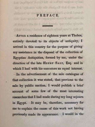 A Brief Account of the Researches and Discoveries in Upper Egypt Made Under the Direction of Henry Salt. To which is added a detailed catalogue of Mr. Salt's collection of Egyptian antiquities, illustrated with twelve engravings of some of the most interesting objects, and an enumeration of those articles purchased for the British Museum.
