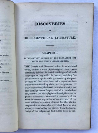 An Account of Some Recent Discoveries in Hieroglyphical Literature, and Egyptian Antiquities. Including the author's original alphabet, as extended by Mr. Champollion. With a Translation of Five Unpublished Greek and Egyptian Manuscripts[newline]M7239-06.jpg