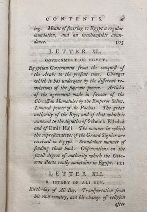 Letters on Egypt. Containing a Parallel between the Manners of its Ancient and Modern Inhabitants, its Commerce, Agriculture, Government and Religion. With the Descent of Lewis IX at Damietta, extracted from Joinville and Arabian authors. Translated from the French. 2 volumes (complete set)[newline]M7255-22.jpg