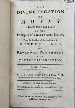 The Divine Legation of Moses. 3 volumes (complete set)[newline]M7264-03.jpg