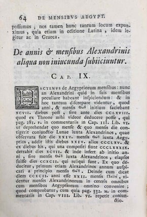 Dissertatio de Mensibus Aegyptiorum. in gratiam Antoni Mariae Salvini adiectis notis P. Henrici Noris curante Ant. Francisco Gorio nunc primum edita.[newline]M7265-11.jpg