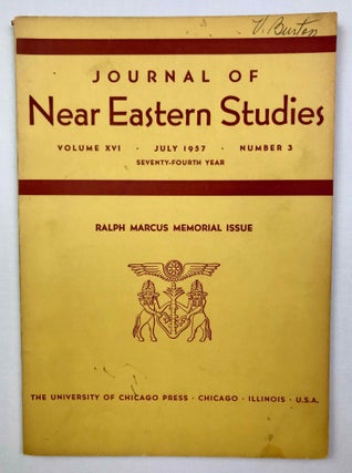 Journal of the American Oriental Society. 9 fascicles: Vol. XI, Jan 1952, number 1. Vol. XVI, July 1957, number 3, Ralph Marcus Memorial Issue. Vol. XVII, July 1958, number 3. Vol. XXIII, Jan 1964, number 1. Vol. XXIV, Oct 1965, number 4. Vol. XXV, Jan 1966, number 1. Vol. XXV, Apr 1966, number 2. Vol. XXV, July 1966, number 3. Vol. XXV, Oct 1966, number 4.[newline]M7278a-03.jpeg