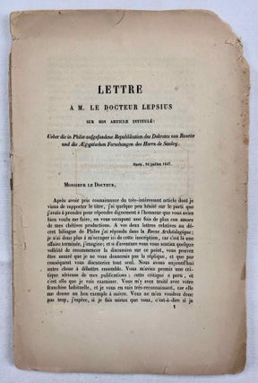 Item #M7288 Lettre à M.Le Docteur Lepsius sur son article Intitulé Ueber die in Philae...[newline]M7288-000.jpg