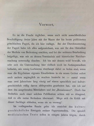 Ärztliches aus griechischen Papyrus-Urkunden. Bausteine zu einer medizinischen Kulturgeschichte des Hellenismus.