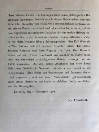 Ärztliches aus griechischen Papyrus-Urkunden. Bausteine zu einer medizinischen Kulturgeschichte des Hellenismus.