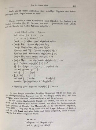 Ärztliches aus griechischen Papyrus-Urkunden. Bausteine zu einer medizinischen Kulturgeschichte des Hellenismus.