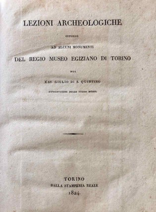 Item #M7298 Lezioni archeologiche intorno ad alcuni monumenti del Regio Museo Egiziano di Torino....[newline]M7298-001.jpg