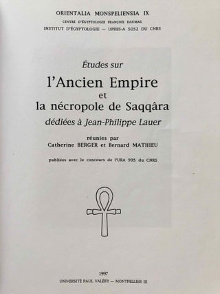 Etudes sur l'Ancien Empire et la nécropole de Saqqâra dédiées à Jean-Philippe Lauer. 2 volumes (complete set)[newline]M7299-02.jpg