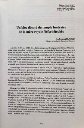 Etudes sur l'Ancien Empire et la nécropole de Saqqâra dédiées à Jean-Philippe Lauer. 2 volumes (complete set)[newline]M7299-15.jpg
