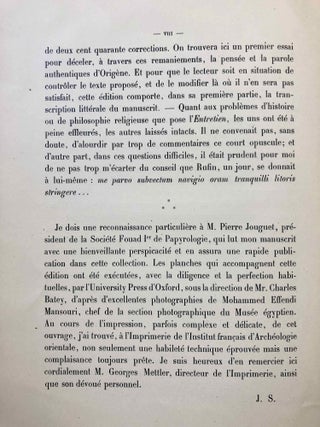 L'entretien d'Origène avec Héraclide et les évêques ses collègues sur le Père, le Fils et l'Ame