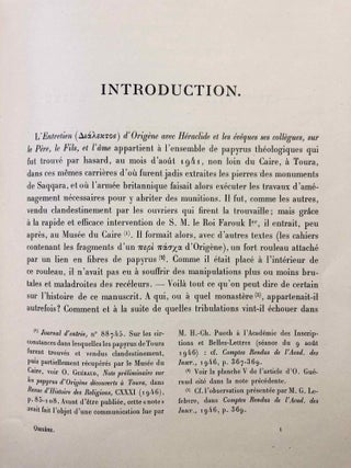 L'entretien d'Origène avec Héraclide et les évêques ses collègues sur le Père, le Fils et l'Ame