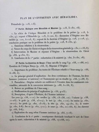 L'entretien d'Origène avec Héraclide et les évêques ses collègues sur le Père, le Fils et l'Ame