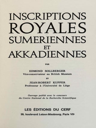 Inscriptions royales sum&eacute;riennes et akkadiennes