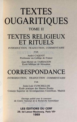 Textes ougaritiques. Tome II: Textes religieux. Rituels. Correspondance.[newline]M7313-02.jpg