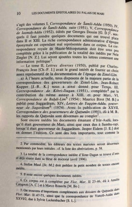 Documents épistolaires du Palais de Mari. Tome I.