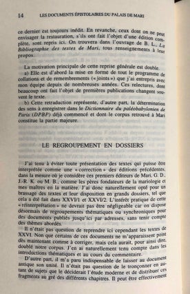 Documents épistolaires du Palais de Mari. Tome I.