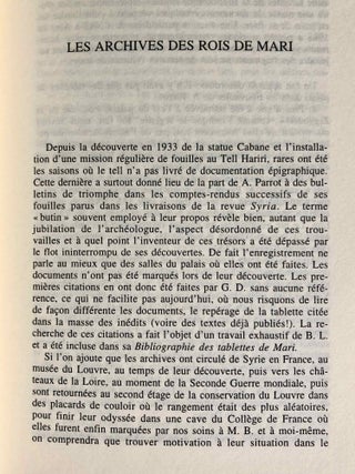 Documents épistolaires du Palais de Mari. Tome I.