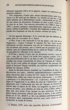 Documents épistolaires du Palais de Mari. Tome I.