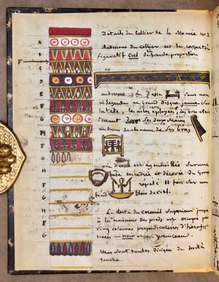 Papiers de Champollion. Cahier de notes de 1824 sur certains objets du Musée de Turin, déposé à la BMF. Facsimilé autorisé de haute qualité accompagné d'un livre explicatif (en espagnol).[newline]M7325-007.jpg