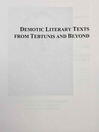 Demotic Literary Texts from Tebtunis and Beyond. 2 volumes (complete set)[newline]M7337-01.jpg