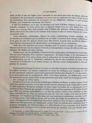 Sanctuaires chrétiens de Syrie. Essai sur la genèse, la forme et l'usage liturgique des édifices du culte chrétien, en Syrie, du IIIe siècle à la conquête musulmane.