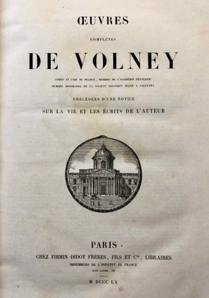 Oeuvres complètes de Volney : précédées d'une notice sur la vie et les écrits de l'auteur.[newline]M7371-05.jpg