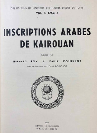 Inscriptions arabes de Kairouan. Vol. I & II (complete set)[newline]M7413a-01.jpg