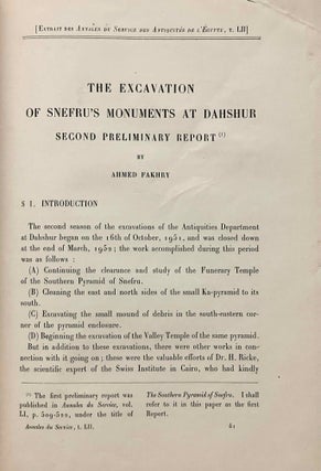 The Southern Pyramid of Snefru. First preliminary report (1951). Second preliminary report (1952).