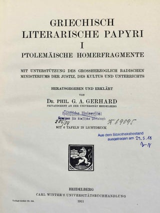 Griechische literarische Papyri. Band I: Ptolemaische Homerfragmente (all published)[newline]M7455-03.jpg