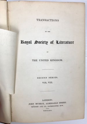 Transactions of the Royal Society of Literature of the United Kingdom. Second series. Vol. VIII (1866)[newline]M7456-02.jpg