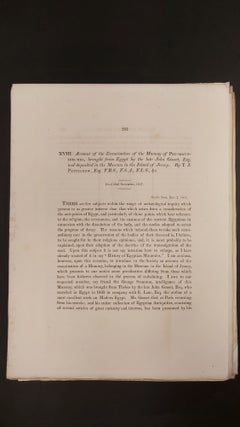 Item #M7468 Account of the Examination of the Mummy of Pet-Maut-Ioh-Mas, brought from Egypt by...[newline]M7468.jpg