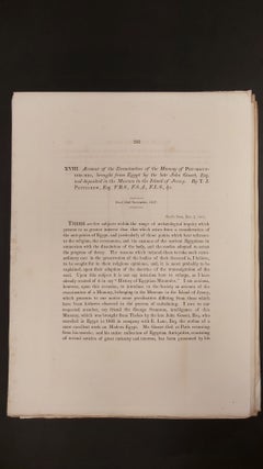Item #M7468 Account of the Examination of the Mummy of Pet-Maut-Ioh-Mas, brought from Egypt by...