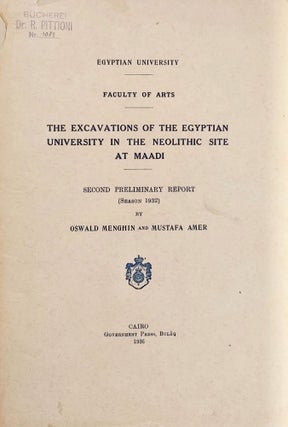 Item #M7484 The Excavations of the Egyptian University in the Neolithic Site at Maadi. Second...[newline]M7484.jpeg