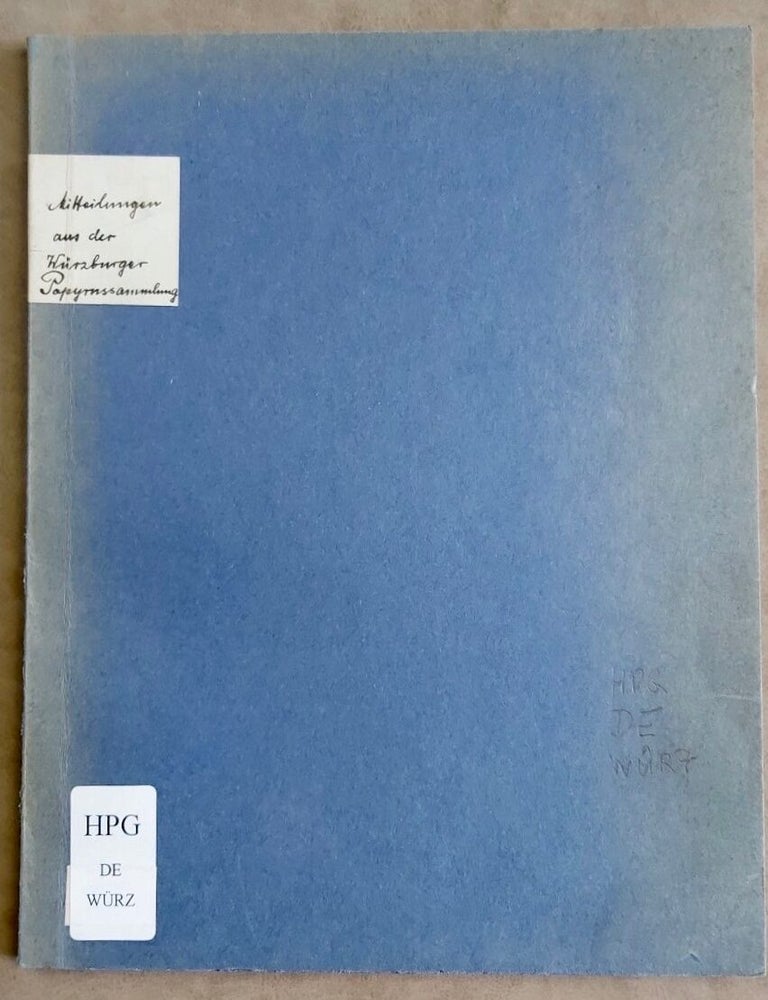 Item #M7490 Mitteilungen aus der W&uuml;rzburger Papyrussammlung. WILCKEN Ulrich.[newline]M7490.jpg