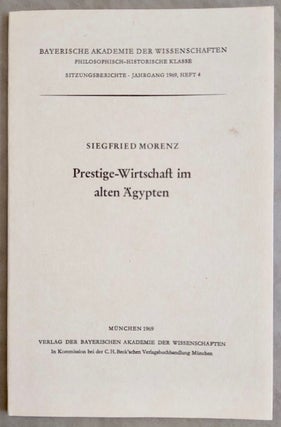 Item #M7529 Prestige-Wirtschaft im alten Ägypten. MORENZ Siegfried