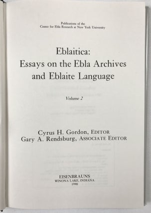 Eblaitica: Essays on the Ebla Archives and Eblaite Language. Volumes I, II, III & IV (complete set)[newline]M7549-10.jpeg