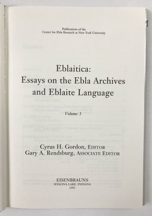 Eblaitica: Essays on the Ebla Archives and Eblaite Language. Volumes I, II, III & IV (complete set)[newline]M7549-16.jpeg
