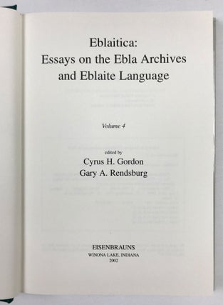Eblaitica: Essays on the Ebla Archives and Eblaite Language. Volumes I, II, III & IV (complete set)[newline]M7549-22.jpeg
