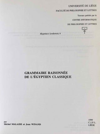 Grammaire raisonn&eacute;e de l'&eacute;gyptien classique[newline]M7598-02.jpeg