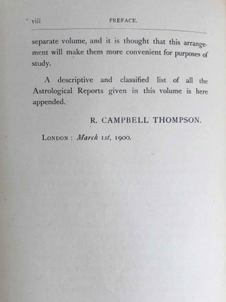 The Reports of the Magicians and Astrologers of Nineveh and Babylon in the British Museum. The original Texts, printed in Cuneiform Characters, edited with Translations, Notes, Vocabulary, Index, and an Introduction. Vol. 1: The cuneiform texts. Vol. 2: English translations, vocabulary (complete set)