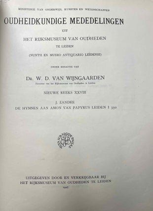 Item #M7615a De hymnen aan Amon van Papyrus Leiden I, 350. ZANDEE Jan