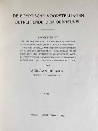 De egyptische voorstellingen betreffende den oerheuvel