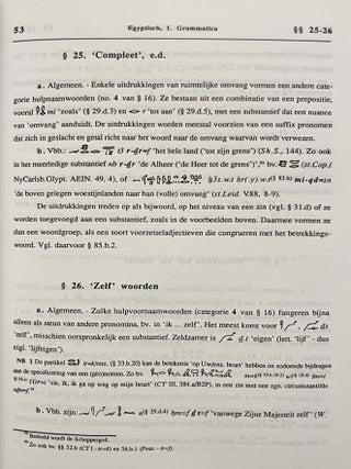 Egyptisch. Een inleiding in taal en schrift van het Middenrijk. I. Grammatica en syntaxis; II. Tekenlijsten, Oefeningen, Bloemlezing. 2 volumes (complete set)[newline]M7631b-07.jpeg