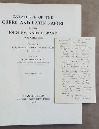 Catalogue of the Greek and Latin Papyri in the John Rylands' Library. Vol. I: Literary texts (Nos. 1 - 61). Vol. II: Documents of the Ptolemaic and Roman Periods (Nos. 62 - 456). Vol. III: Theological and literary texts (Nos. 457 - 551). Vol. IV: Documents of the Ptolemaic, Roman and Byzantine periods (Nos. 552 - 717) (complete set of 4 volumes)[newline]M7638-12.jpeg