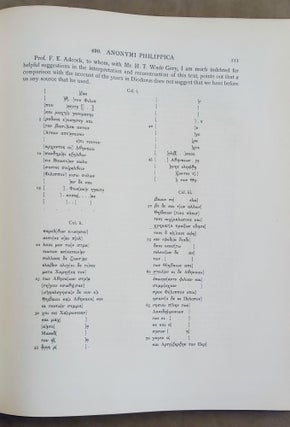 Catalogue of the Greek and Latin Papyri in the John Rylands' Library. Vol. I: Literary texts (Nos. 1 - 61). Vol. II: Documents of the Ptolemaic and Roman Periods (Nos. 62 - 456). Vol. III: Theological and literary texts (Nos. 457 - 551). Vol. IV: Documents of the Ptolemaic, Roman and Byzantine periods (Nos. 552 - 717) (complete set of 4 volumes)[newline]M7638-16.jpeg